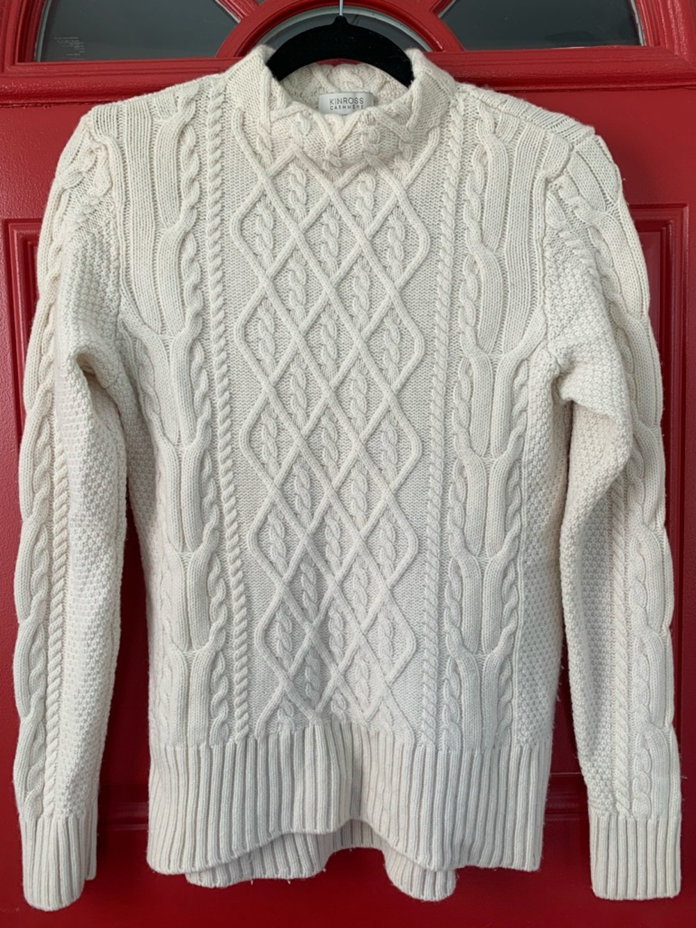 Kinross White Cashmere Long Sleeve Sweater